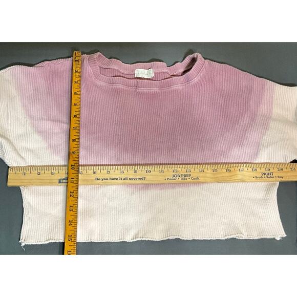 Altar’d State Size Small Knit Long Sleeve Crew Neck Scoop Ombré Pink Crop Top - Picture 6 of 6